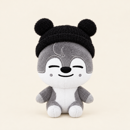 Bear Ear Knit Beanie – Black – for 10cm Plush