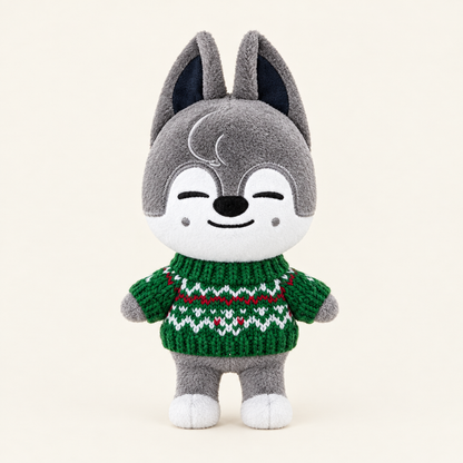 10cm Plush Dressing - Cozy Knit Sweater - Green Fair Isle