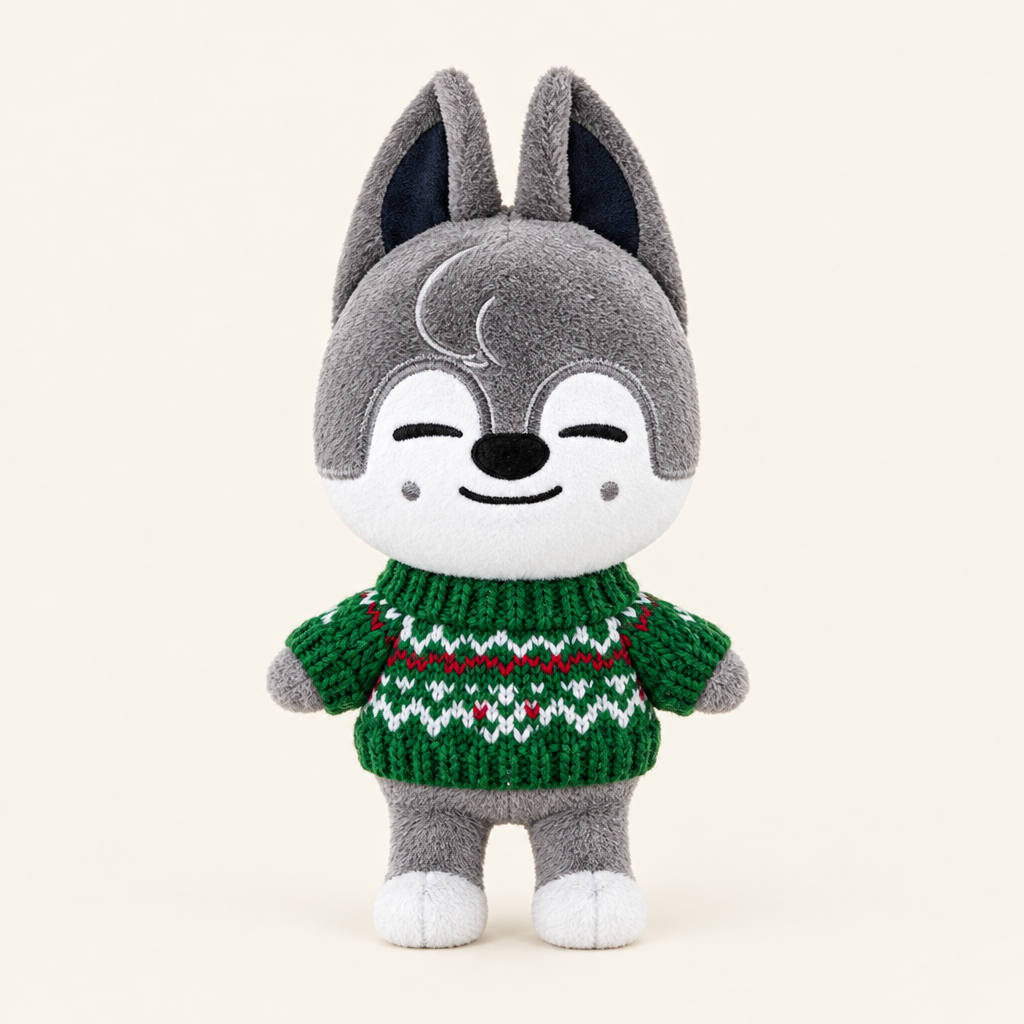 Cozy Knit Sweater – Green Fair Isle – for 10cm Plush