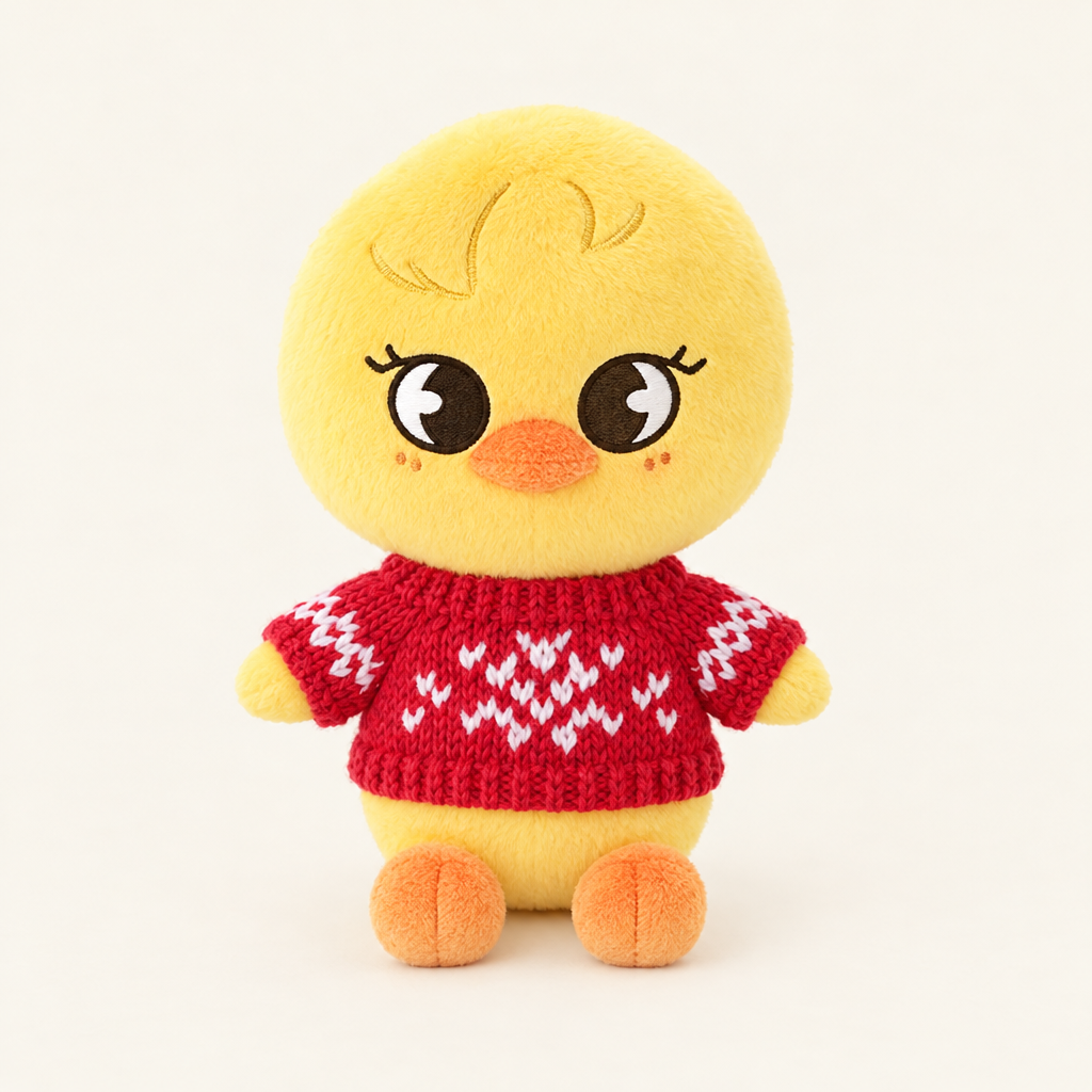 Cozy Knit Sweater – Red Snowflake – for 10cm Plush
