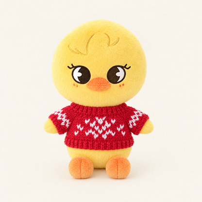 10cm Plush Dressing - Cozy Knit Sweater - Red Snowflake