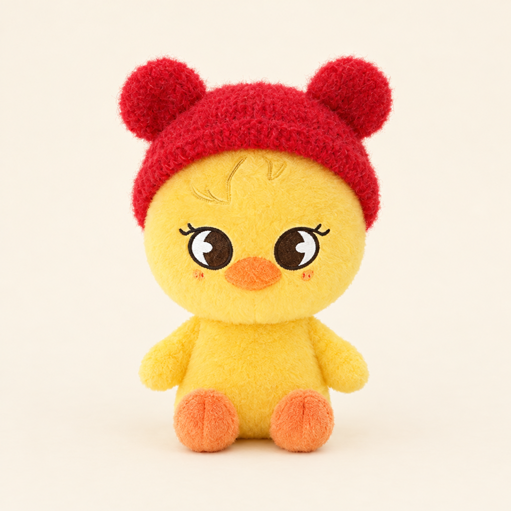 Bear Ear Knit Beanie – Red – for 10cm Plush