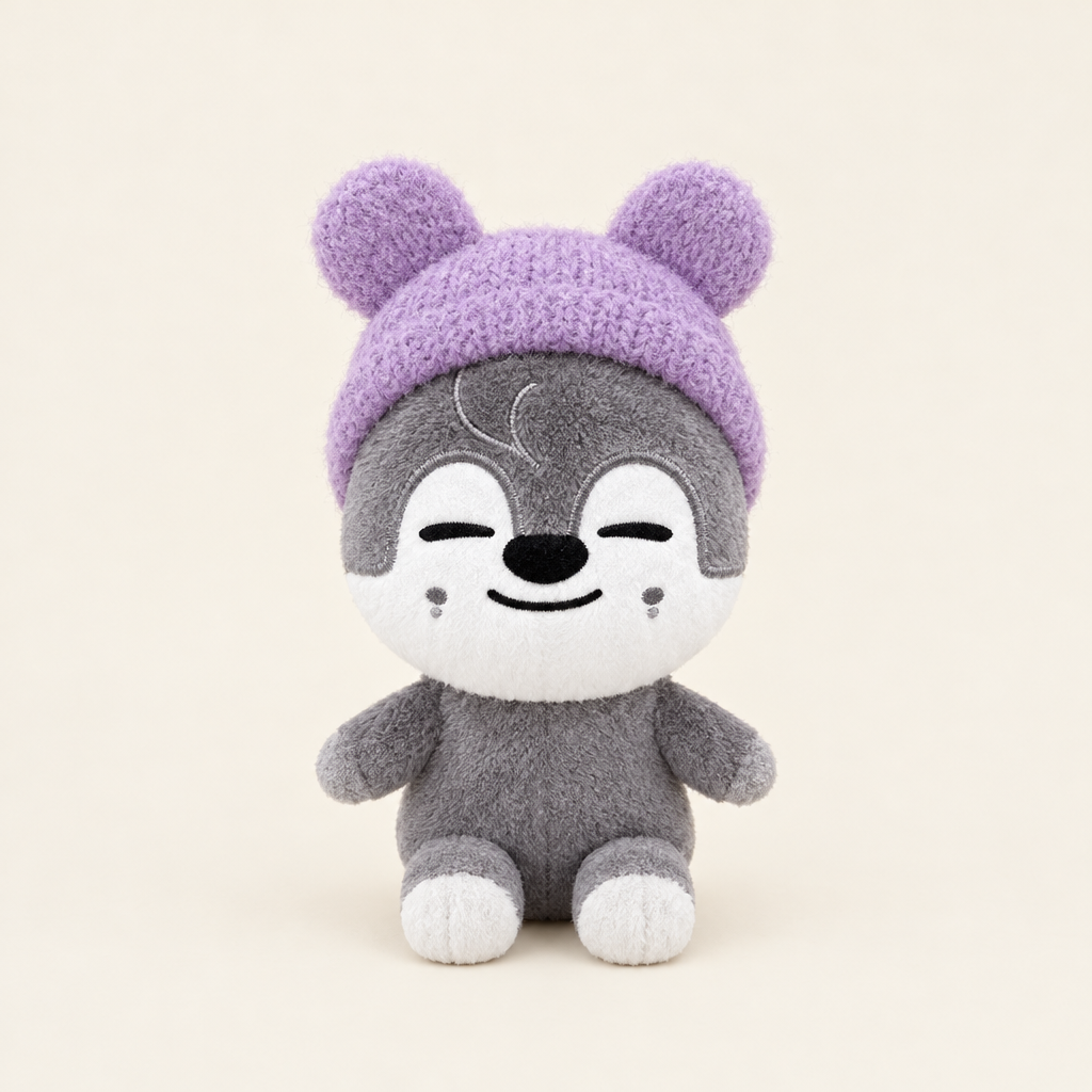 10cm Plush Dressing - Bear Ear Knit Beanie - Lilac
