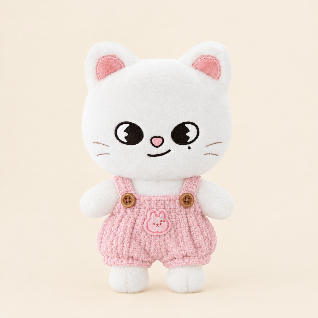 10cm Plush Dressing - Cute Overalls - Pink