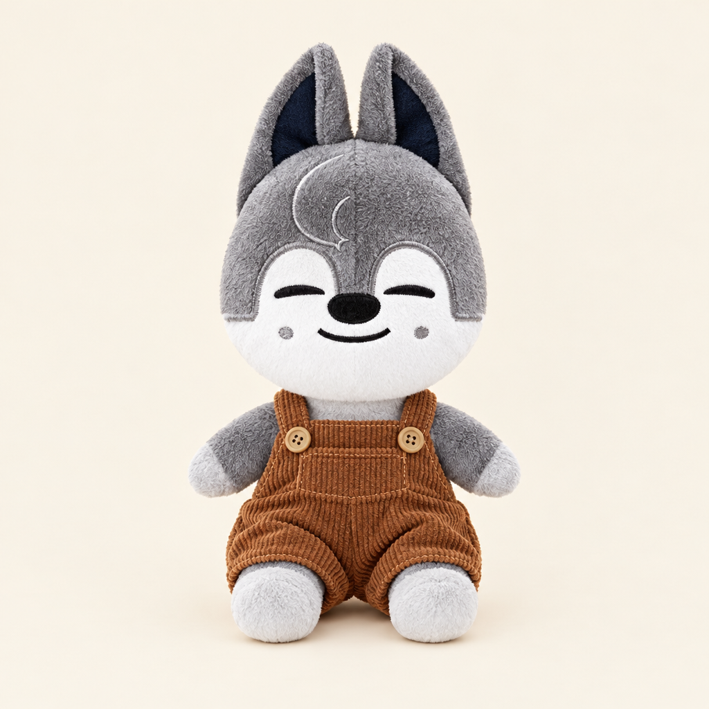 Denim Overalls Jumpsuit – Brown – for 10cm Plush