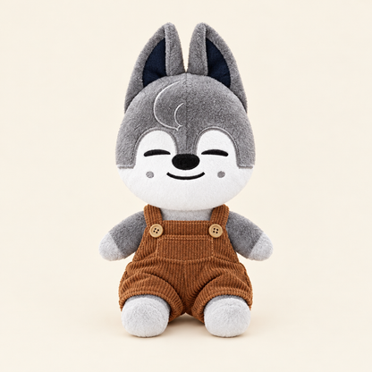 Denim Overalls Jumpsuit – Brown – for 10cm Plush