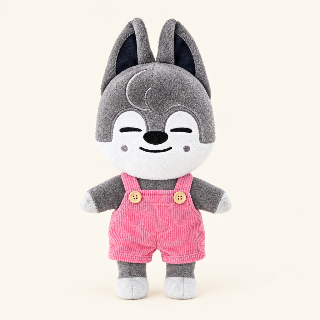 Denim Overalls Jumpsuit – Pink – for 10cm Plush