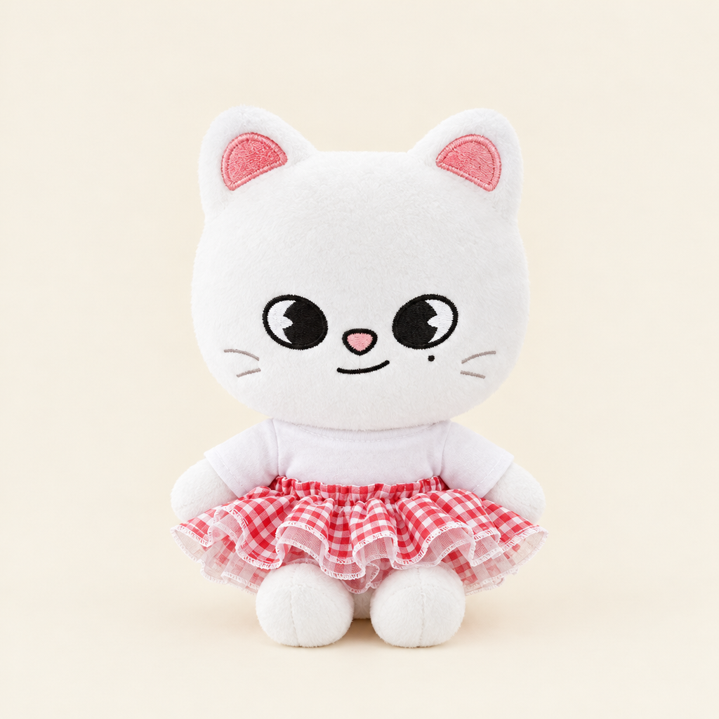10cm Plush Dressing - Tulle Skirt - Red Gingham