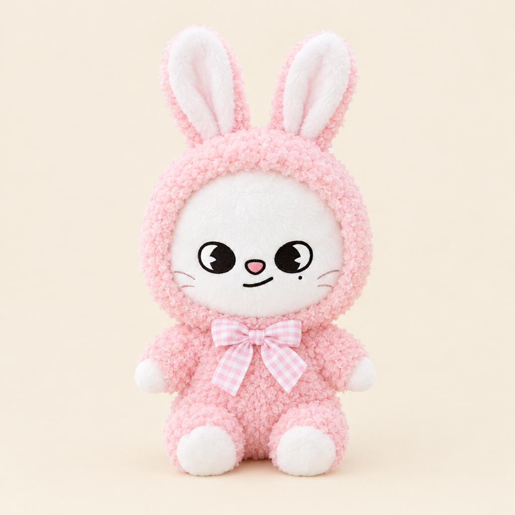 Holiday Romper – Pink Bunny – for 10cm Plush