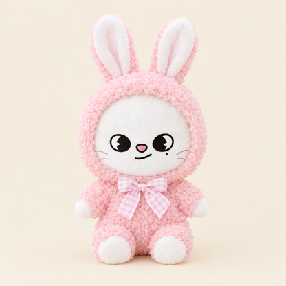 10cm Plush Dressing - Holiday Romper - Pink Bunny