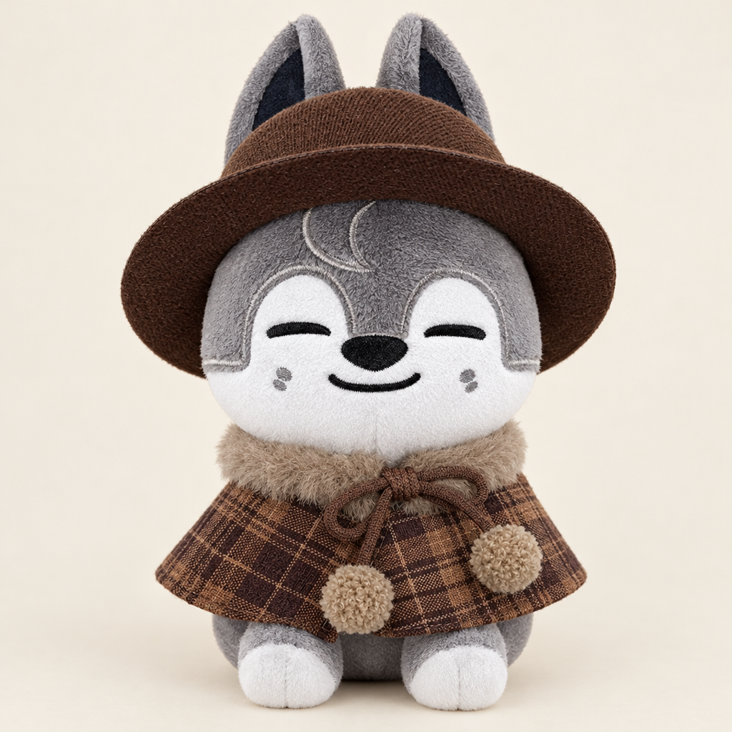 Plaid Cape & Top Hat for 10cm Plush