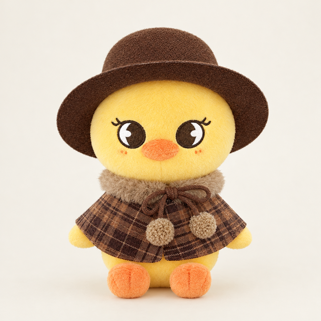 Plaid Cape & Top Hat for 10cm Plush