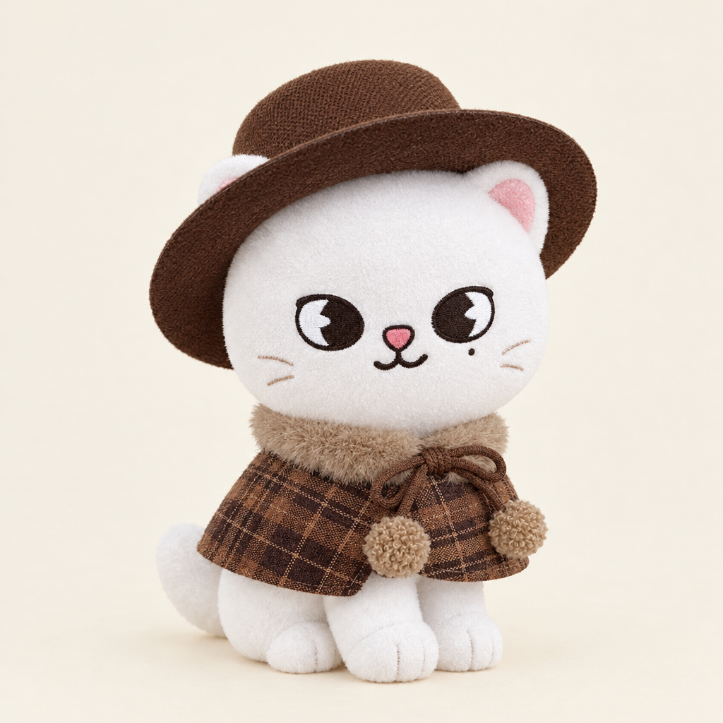 Plaid Cape & Top Hat for 10cm Plush