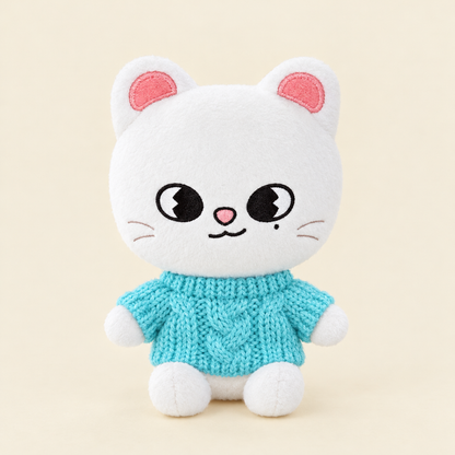 Cable Knit Mini Sweater – Aqua – for 10cm Plush