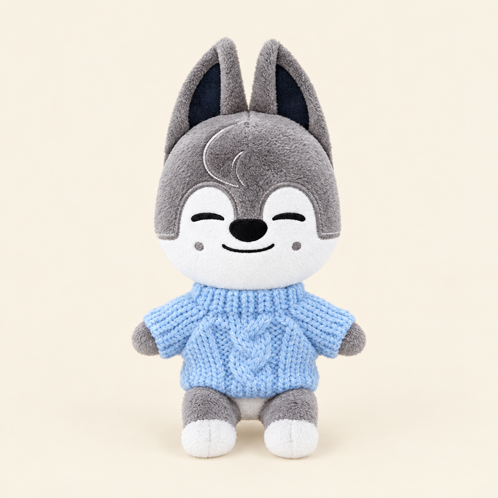 Cable Knit Mini Sweater – Baby Blue – for 10cm Plush