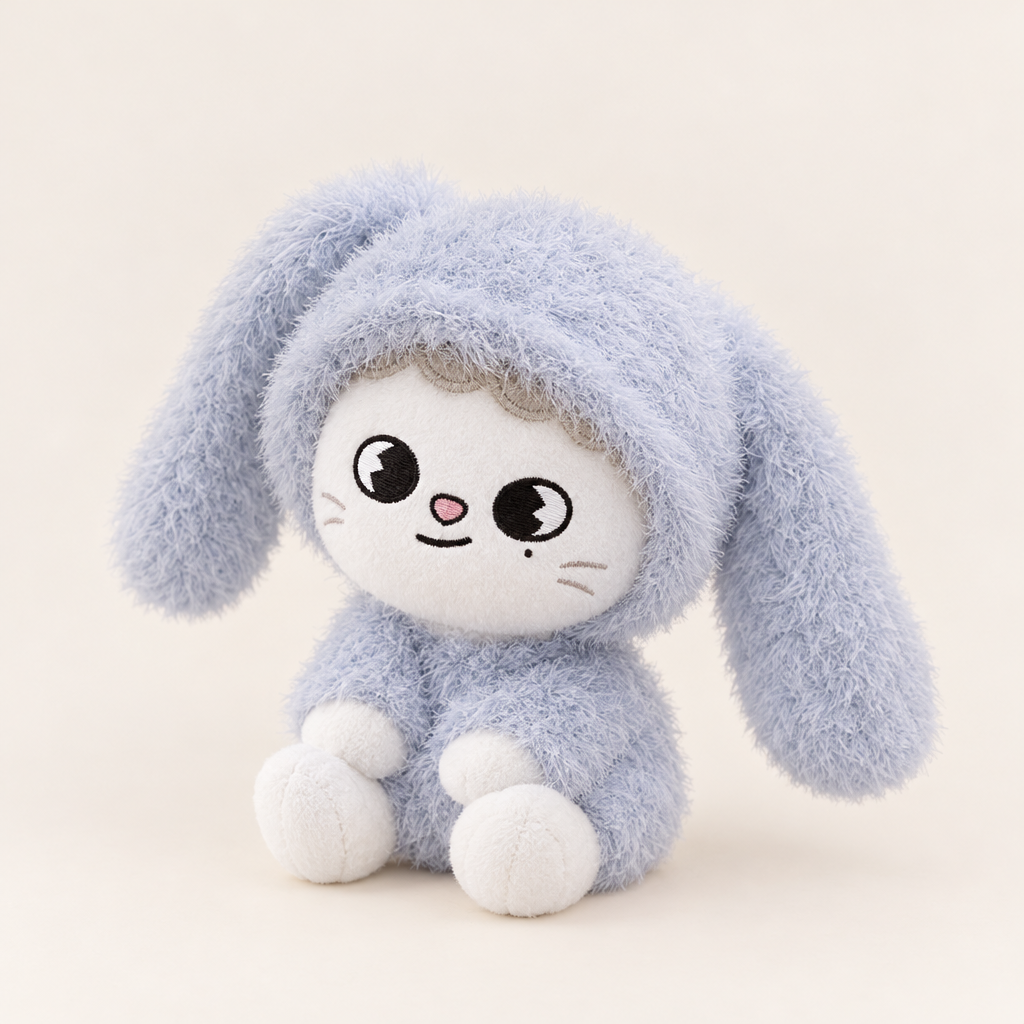Fluffy Bunny Ear Hood for 10cm Plush