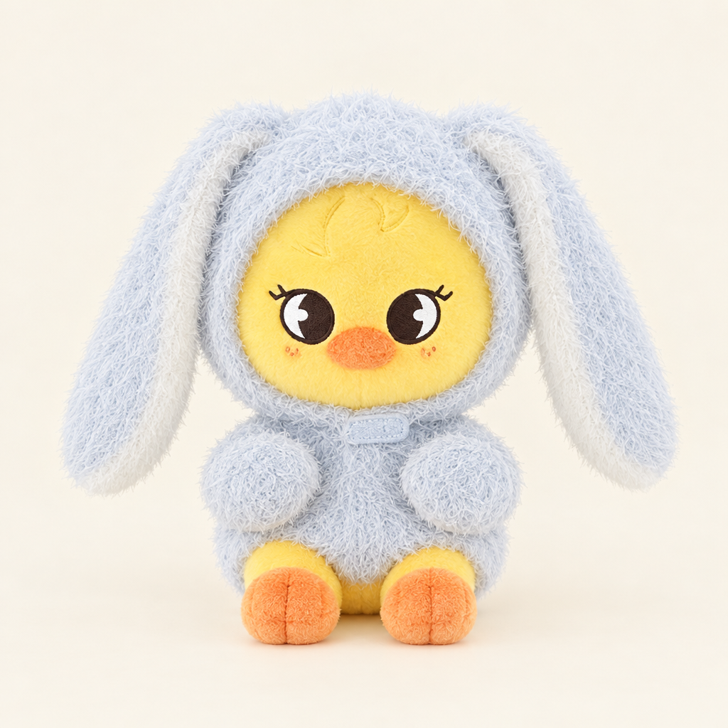 10cm Plush Dressing - Bunny Ear Hood & Mittens - Blue
