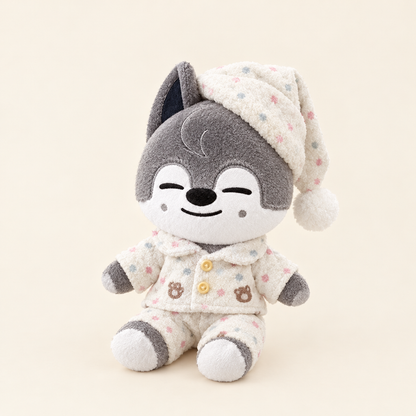 Bear Print Pajamas & Nightcap for 10cm Plush