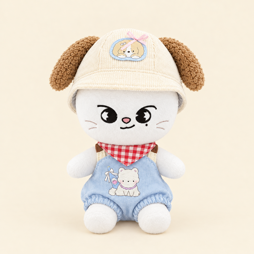 10cm Plush Dressing - Puppy Bucket Hat Set