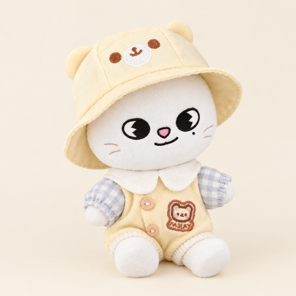 Bear Bucket Hat & Onesie for 10cm Plush