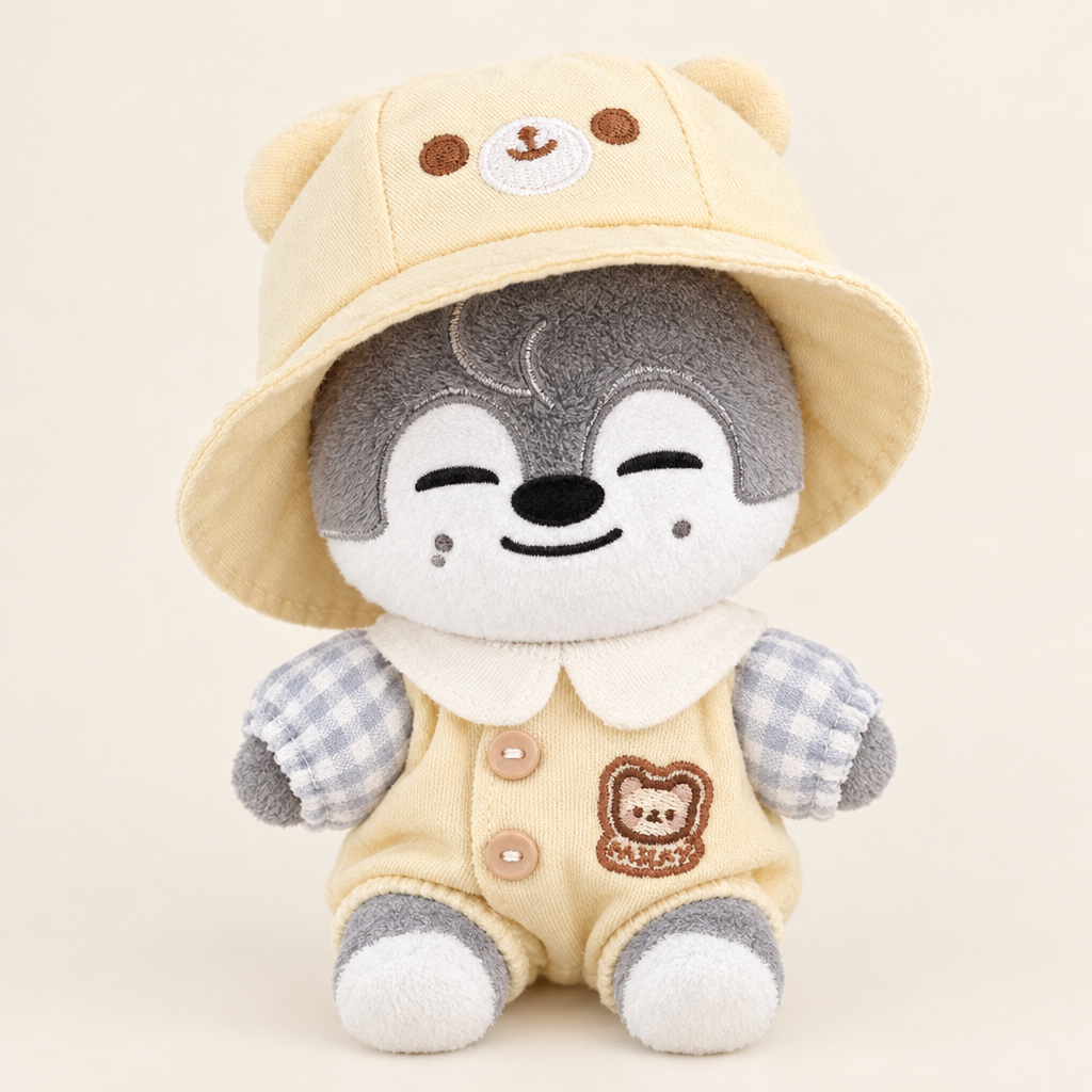 Bear Bucket Hat & Onesie for 10cm Plush