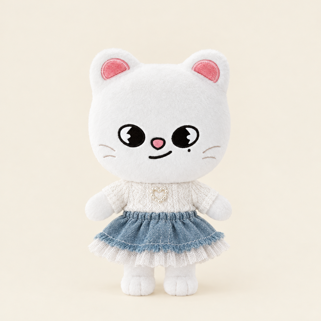 10cm Plush Dressing - Knit Top & Denim Skirt - Light Denim Skirt