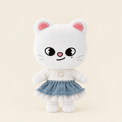 10cm Plush Dressing - Knit Top & Denim Skirt - Light Denim Skirt