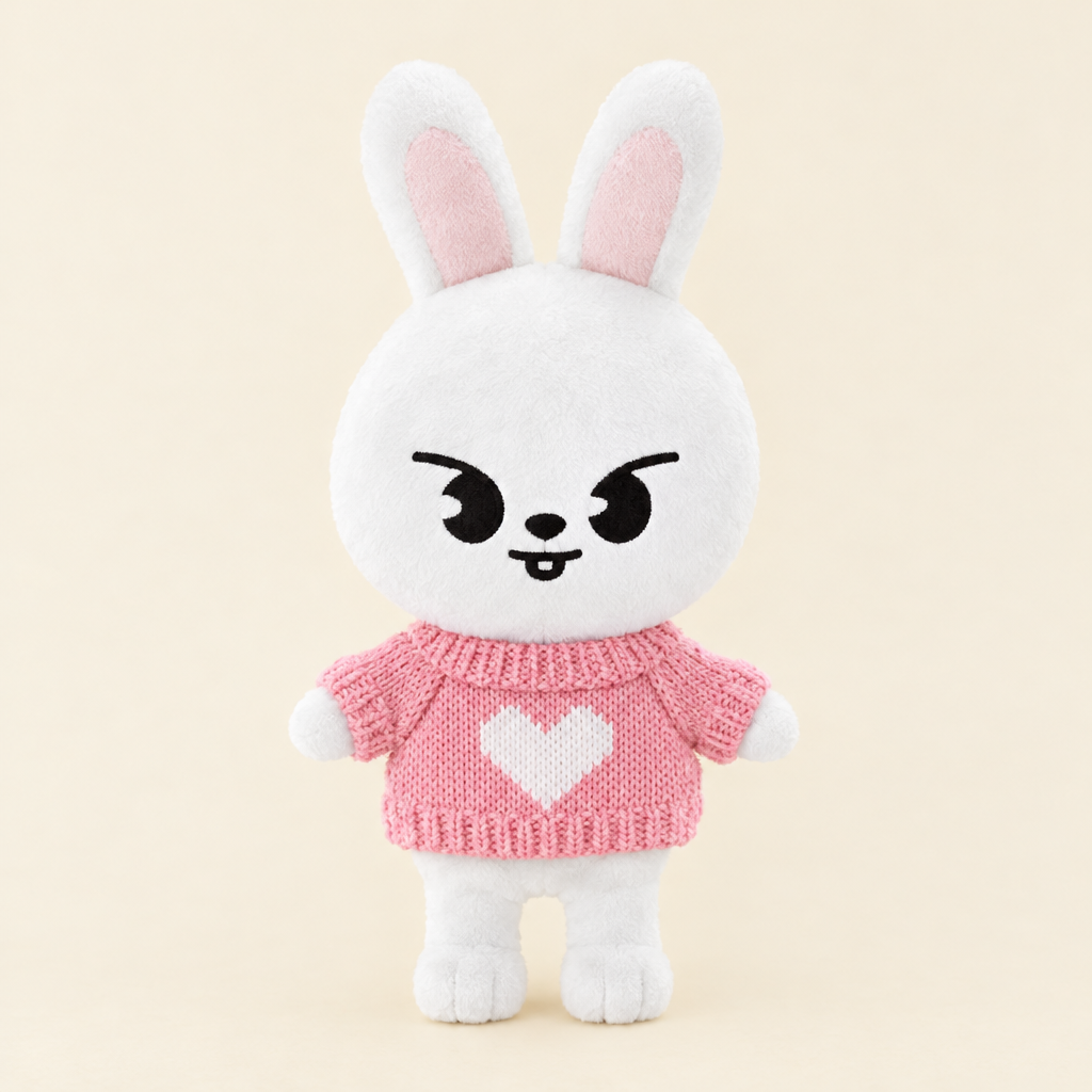 Cozy Knit Sweater – Pink Heart – for 20cm Plush