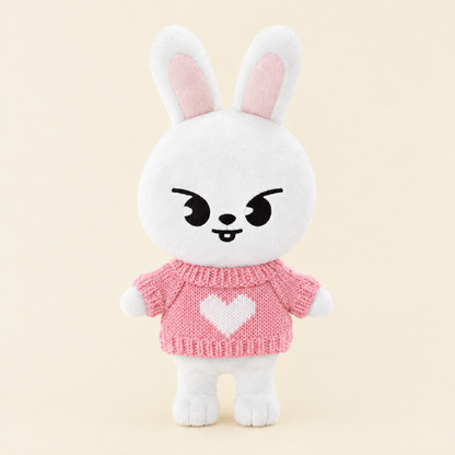 Cozy Knit Sweater – Pink Heart – for 20cm Plush