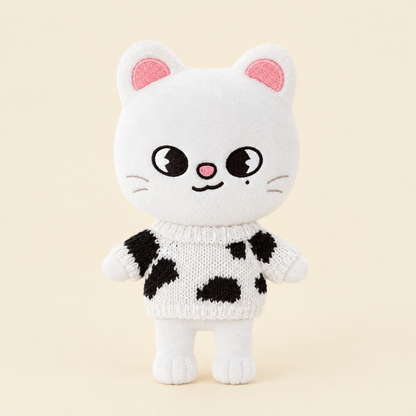 20cm Plush Dressing - Cozy Knit Sweater - Cow Print
