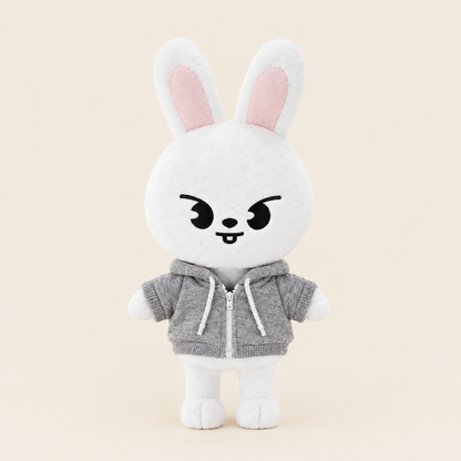 Zip-Up Hoodie – Grey – for 20cm Plush