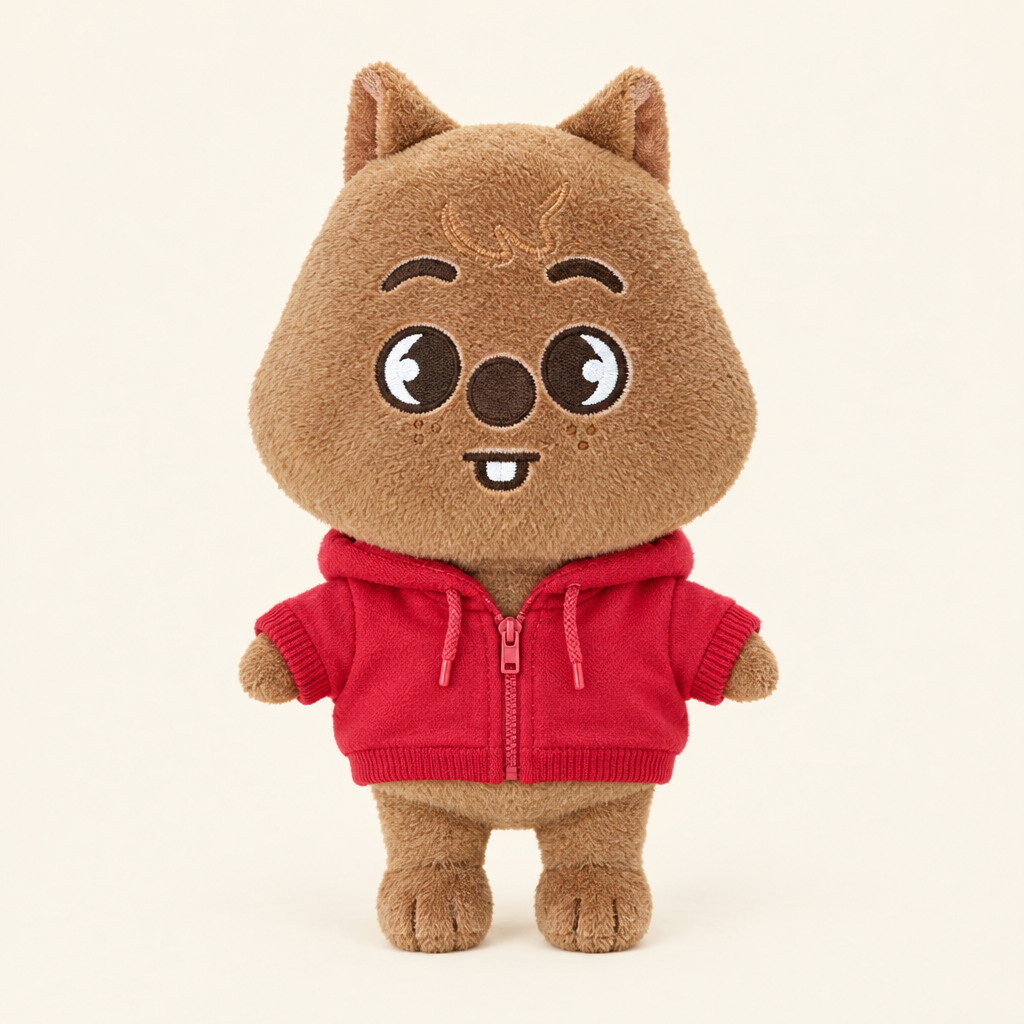 Zip-Up Hoodie – Red – for 20cm Plush
