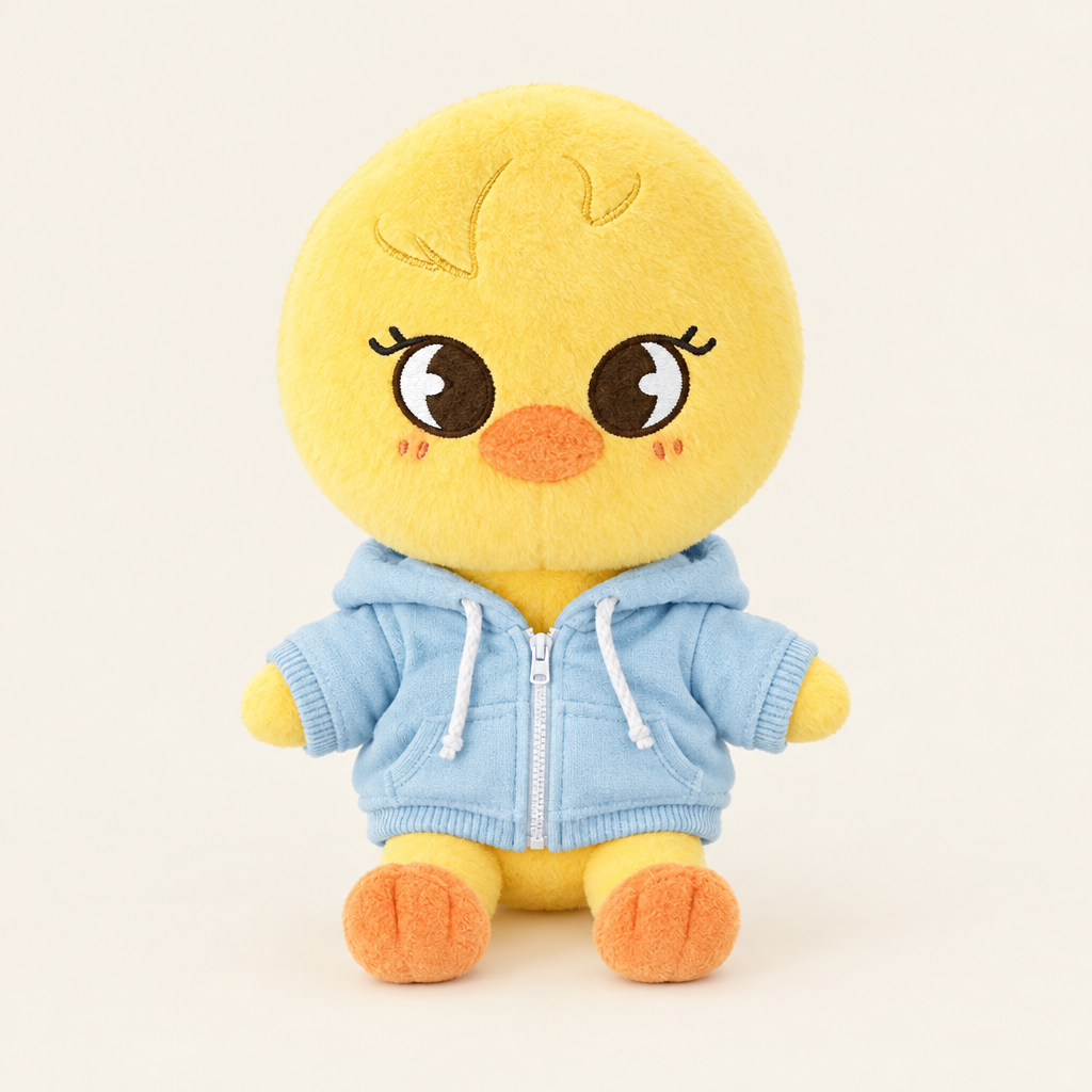 Zip-Up Hoodie – Light Blue – for 20cm Plush