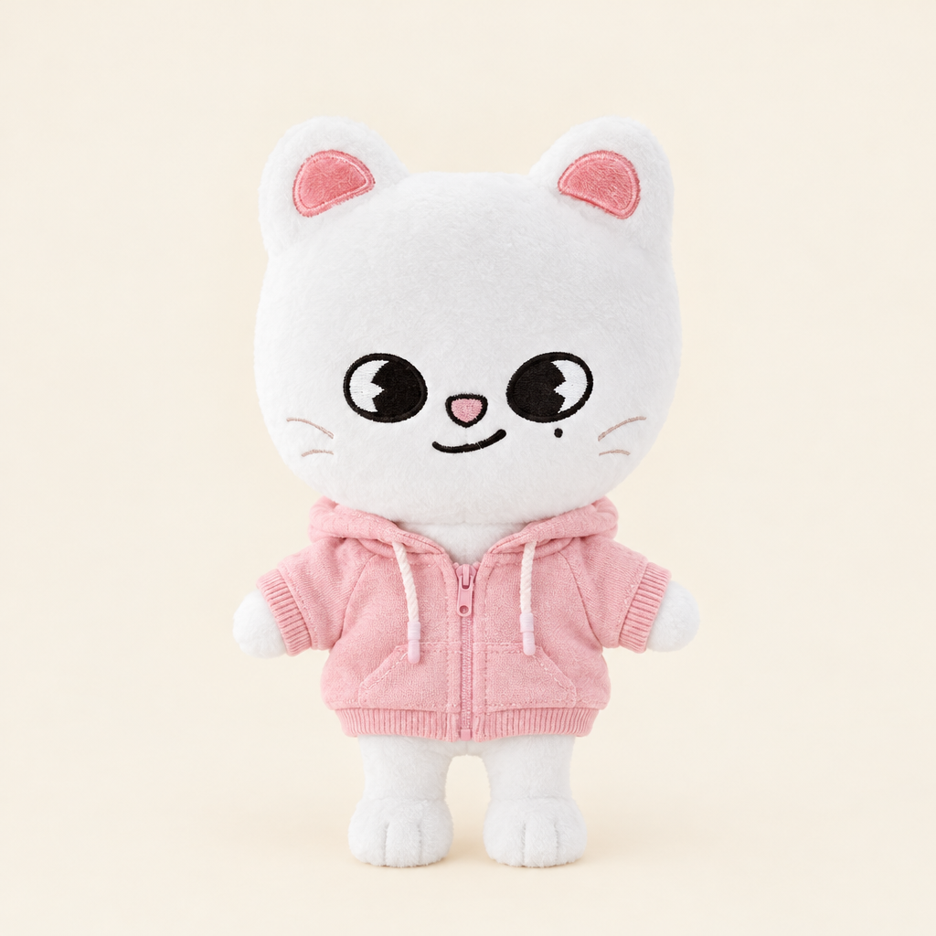 20cm Plush Dressing - Zip-Up Hoodie - Pink
