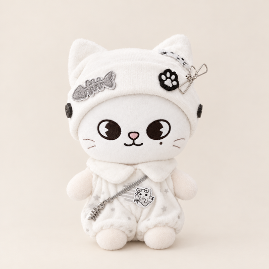Punk Cat Outfit Set – White – for 20cm Plush