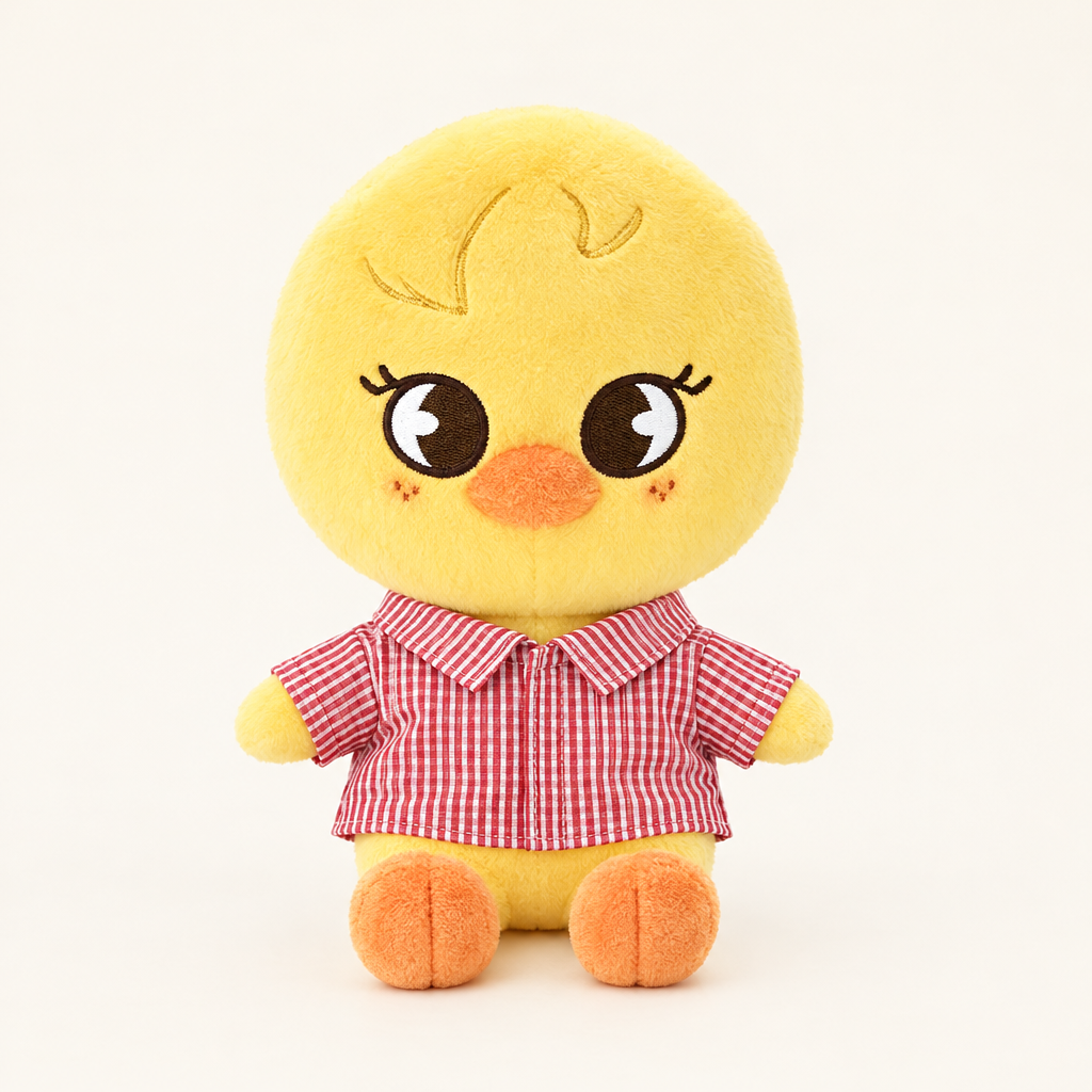20cm Plush Dressing - Collared Shirt - Red Plaid