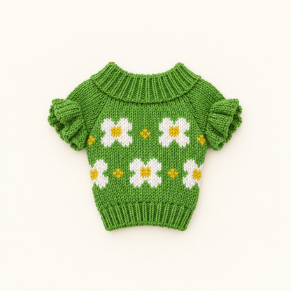 Teddy Sweater – Green Flower – for 30cm Plush