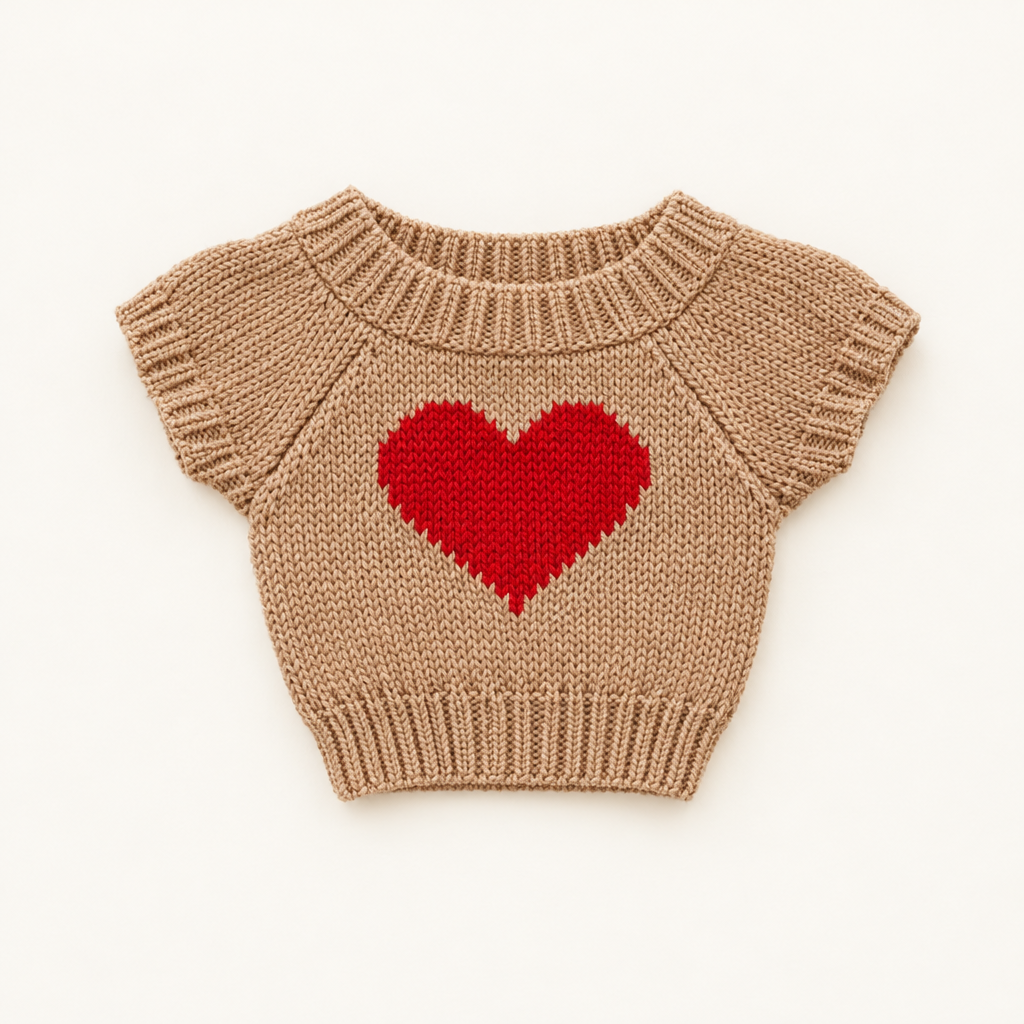 Teddy Sweater – Beige Heart – for 30cm Plush
