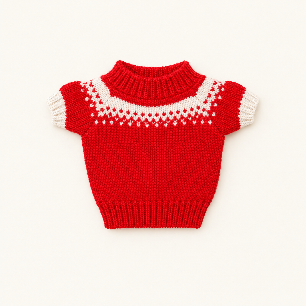 Teddy Sweater – Red Fair Isle – for 30cm Plush