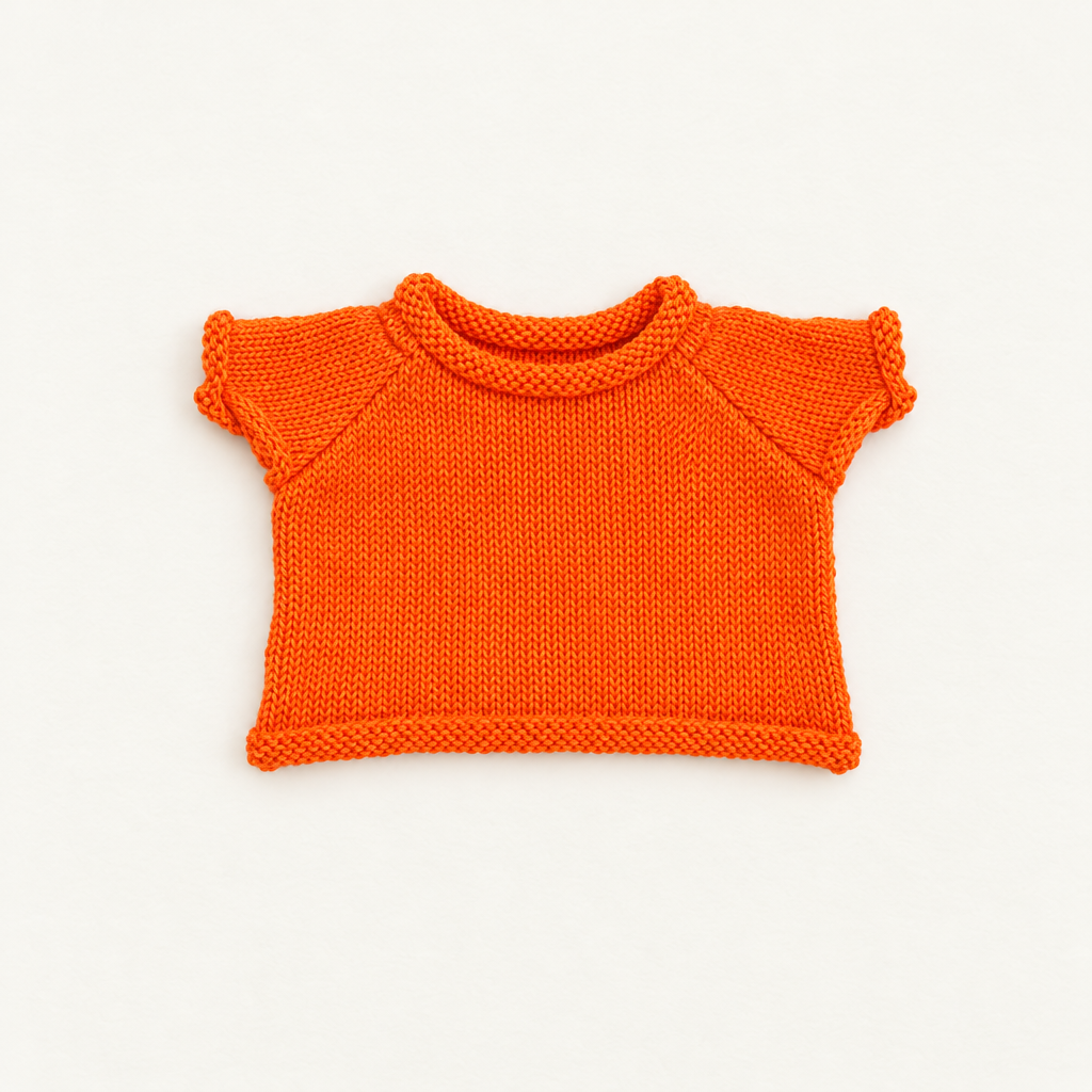 Teddy Rolled-Hem Knit – Orange – for 30cm Plush