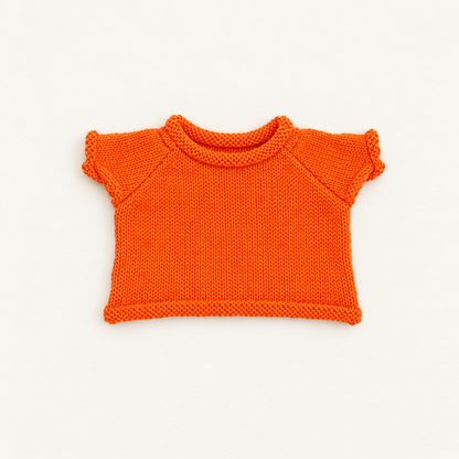 Teddy Rolled-Hem Knit – Orange – for 30cm Plush