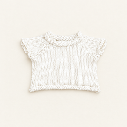 Teddy Rolled-Hem Knit – White – for 30cm Plush
