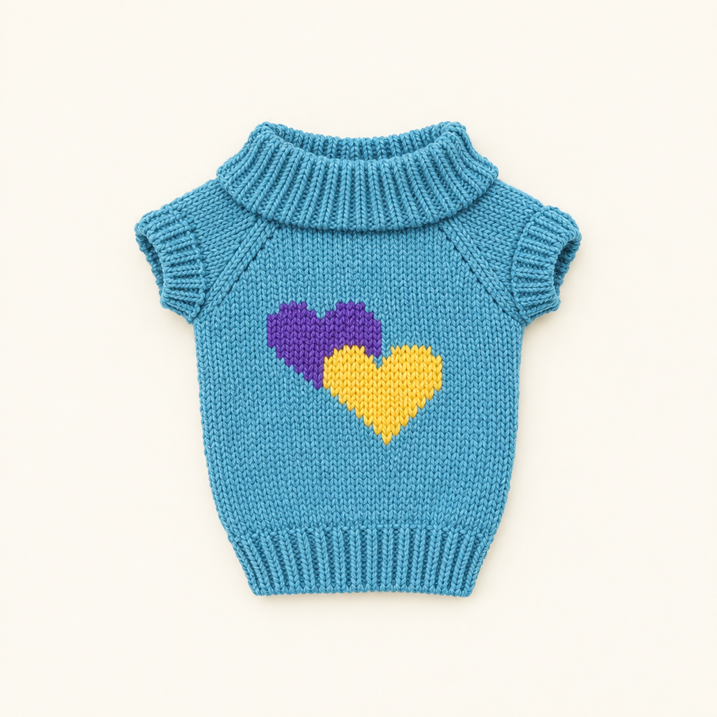 Teddy Sweater – Blue Heart – for 30cm Plush
