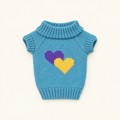 Teddy Sweater – Blue Heart – for 30cm Plush