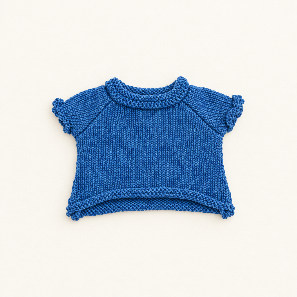 Teddy Rolled-Hem Knit – Blue – for 30cm Plush
