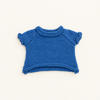 Teddy Rolled-Hem Knit – Blue – for 30cm Plush
