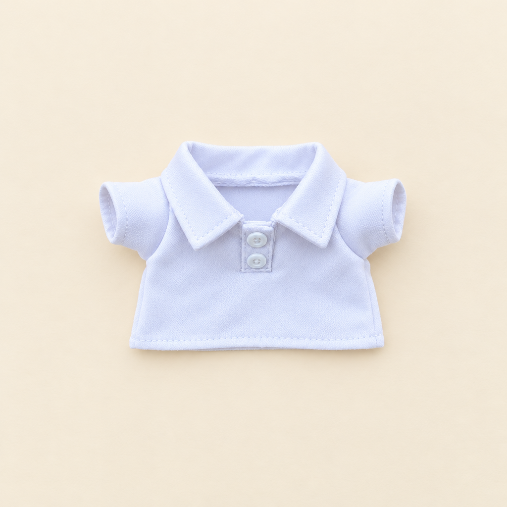 Teddy Polo Shirt – White – for 30cm Plush