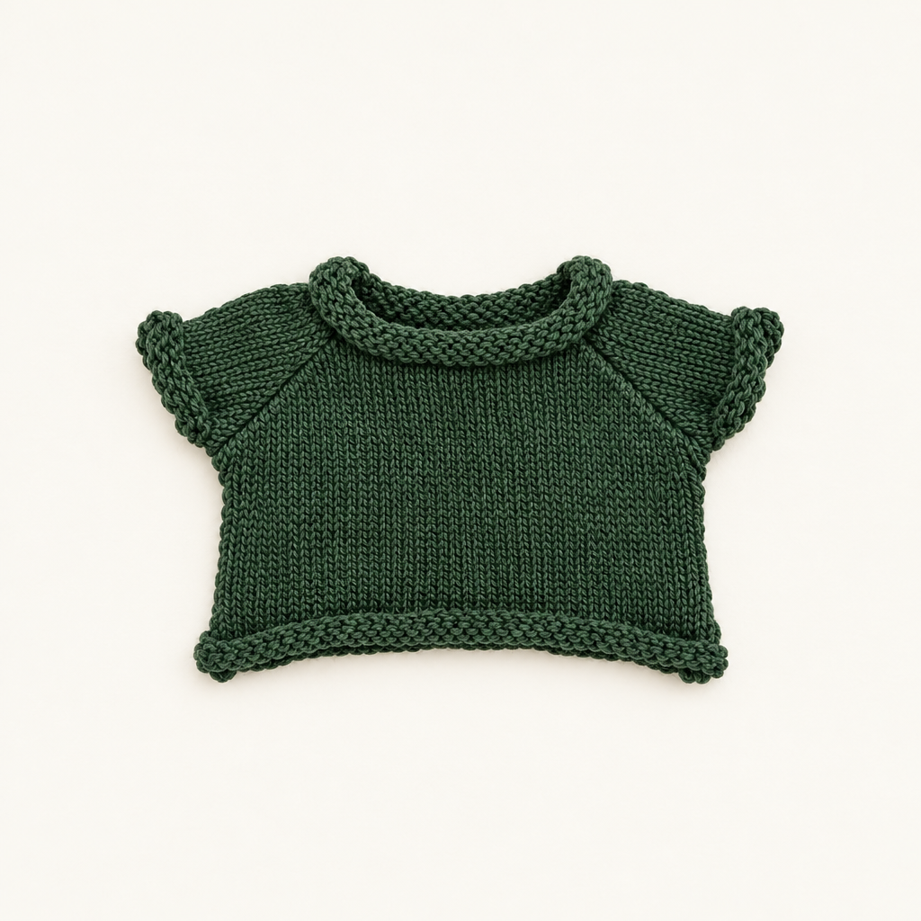 Teddy Rolled-Hem Knit – Green – for 30cm Plush