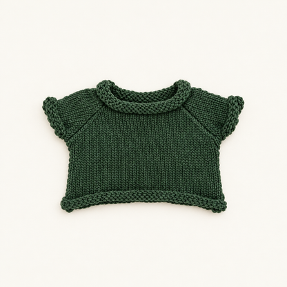 Teddy Rolled-Hem Knit – Green – for 30cm Plush