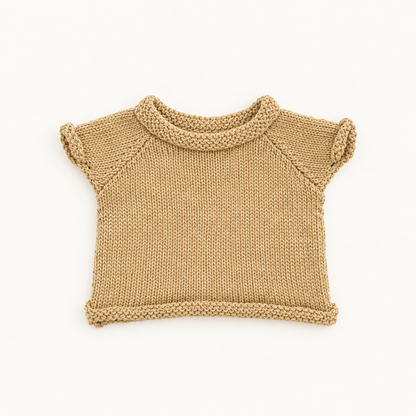 Teddy Rolled-Hem Knit – Beige – for 30cm Plush